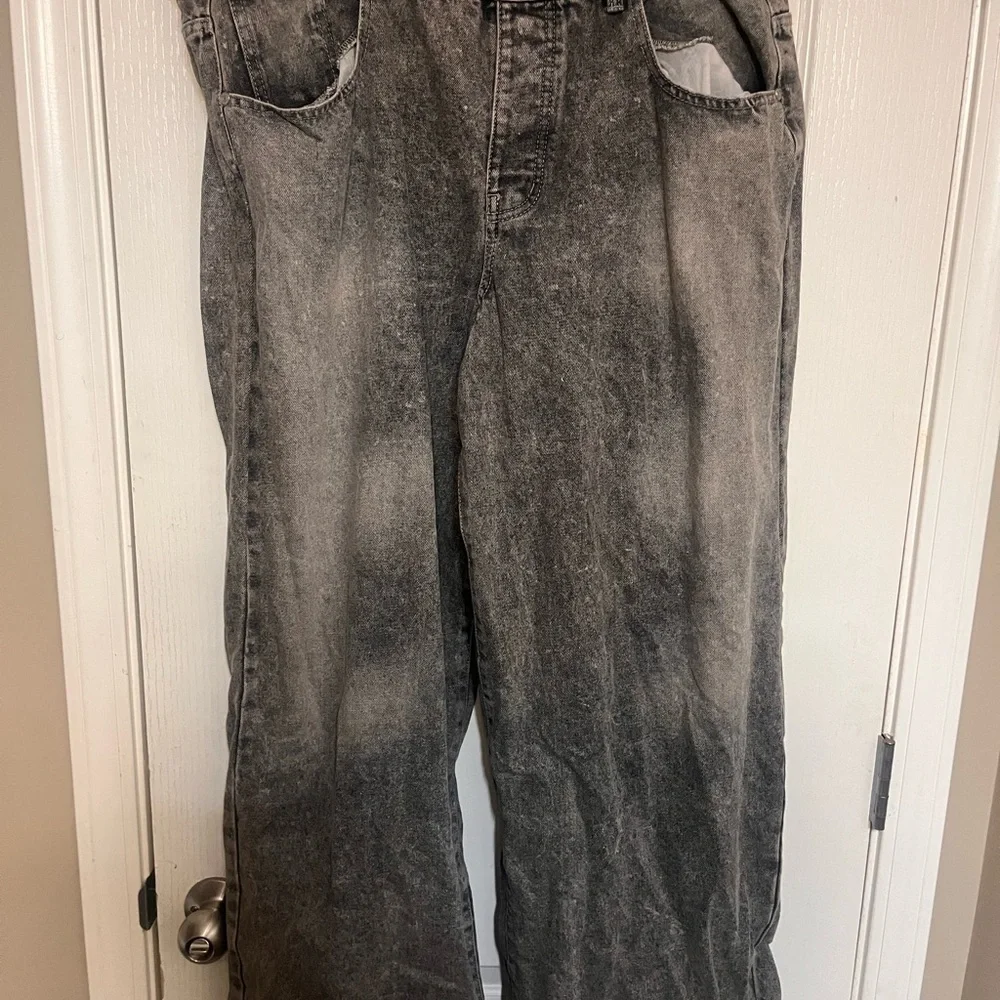 Boohoo Mens Silver Gray Relaxed Jeans